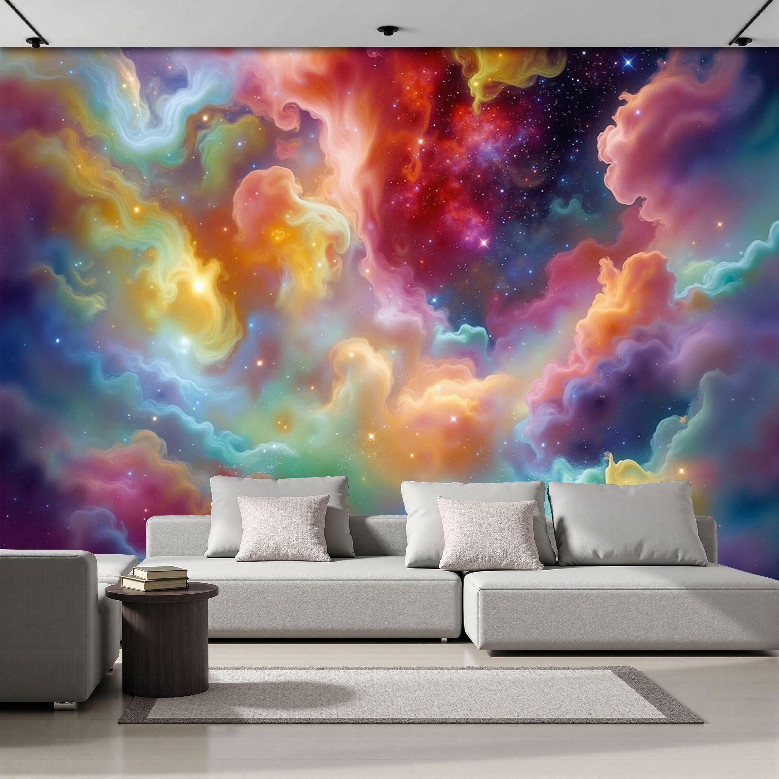 Fresque Murale Nébuleuse Arc-En-Ciel pour Chambre Enfant