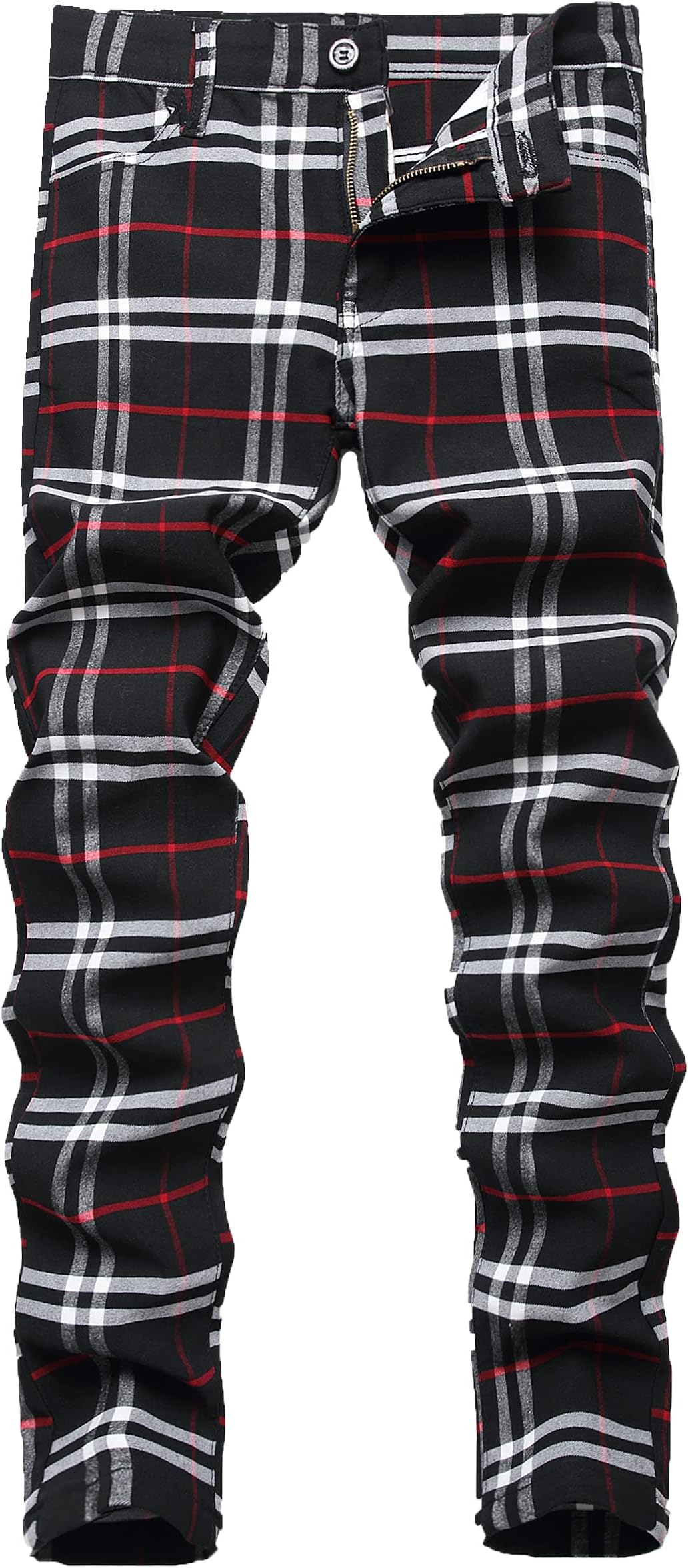 Plaid Pants for Men - Skinny Mens Dress Pants - Stretch Slim Fit Business Casual Dress Chinos for Men