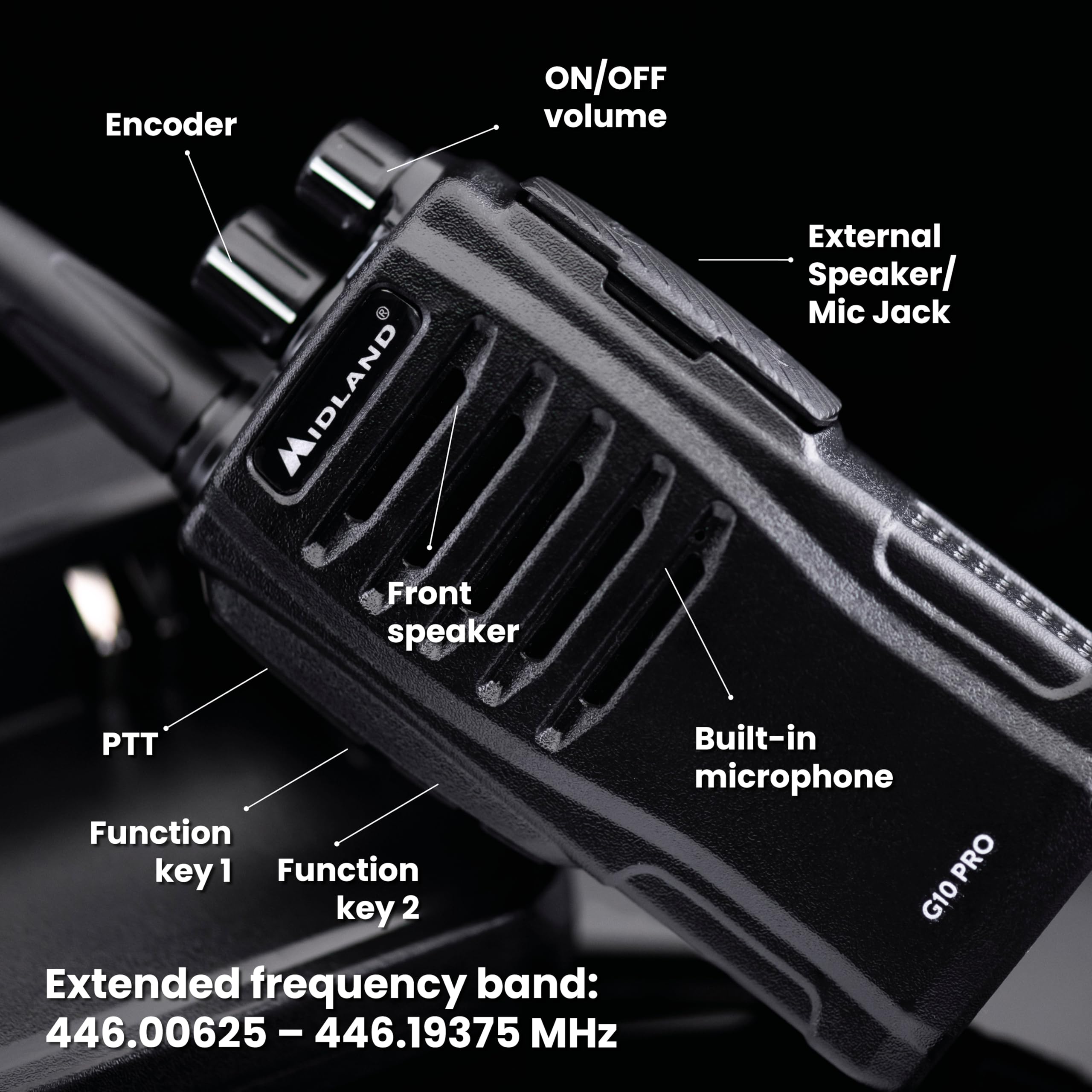 Idland - Walkie Talkie G10 PRO, 32 PR446 Channels, License-Free, 12K Range, Walkie Talkies