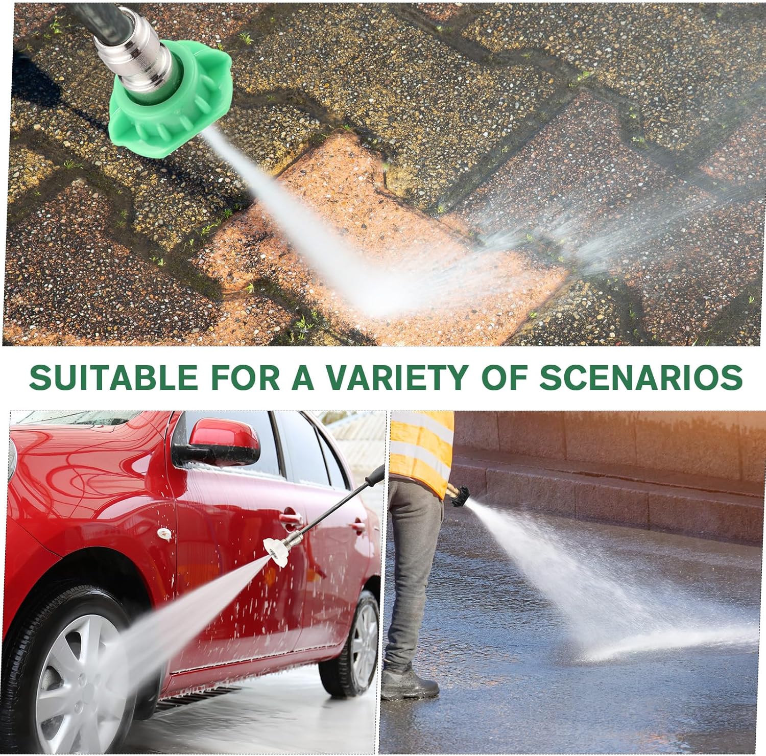 MorningRo 10 Pcs Pressure Washer Nozzle Tips 1/4 Inch Quick Connector 2.5 Gpm 4000 Psi Power Washer Spray Tips Set for Home Car Patio Driveway (Green)