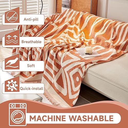 Miniatura 5 de VClife - Funda para sofá de 2 plazas, modular o cama, de felpilla, antideslizante, bohemia, apta para mascotas, lavable, versátil, protectora,