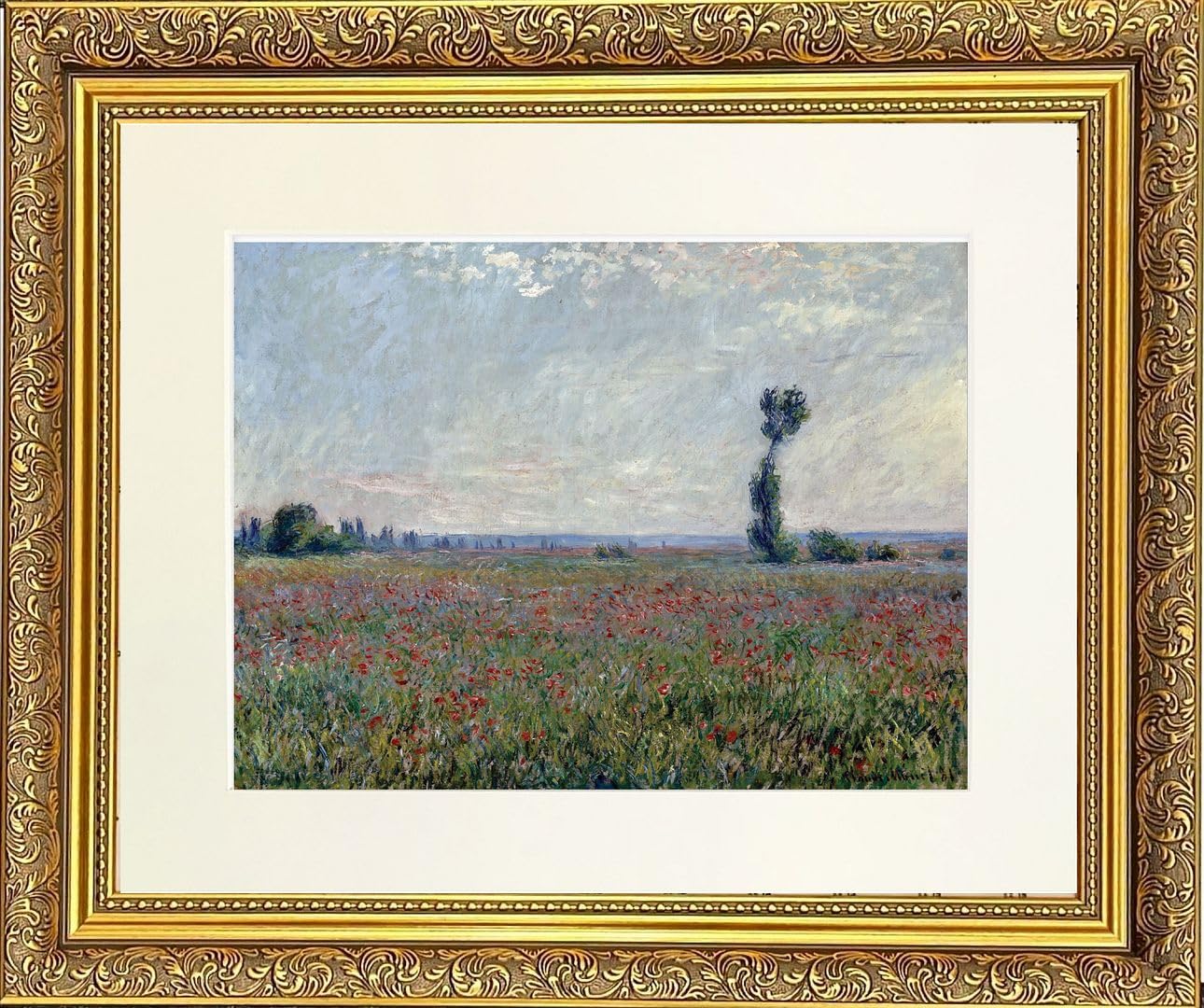 Flower Fields 2 Mounted & Framed Print in Gold Dahlia Frame18 x 14 Inch — image 1