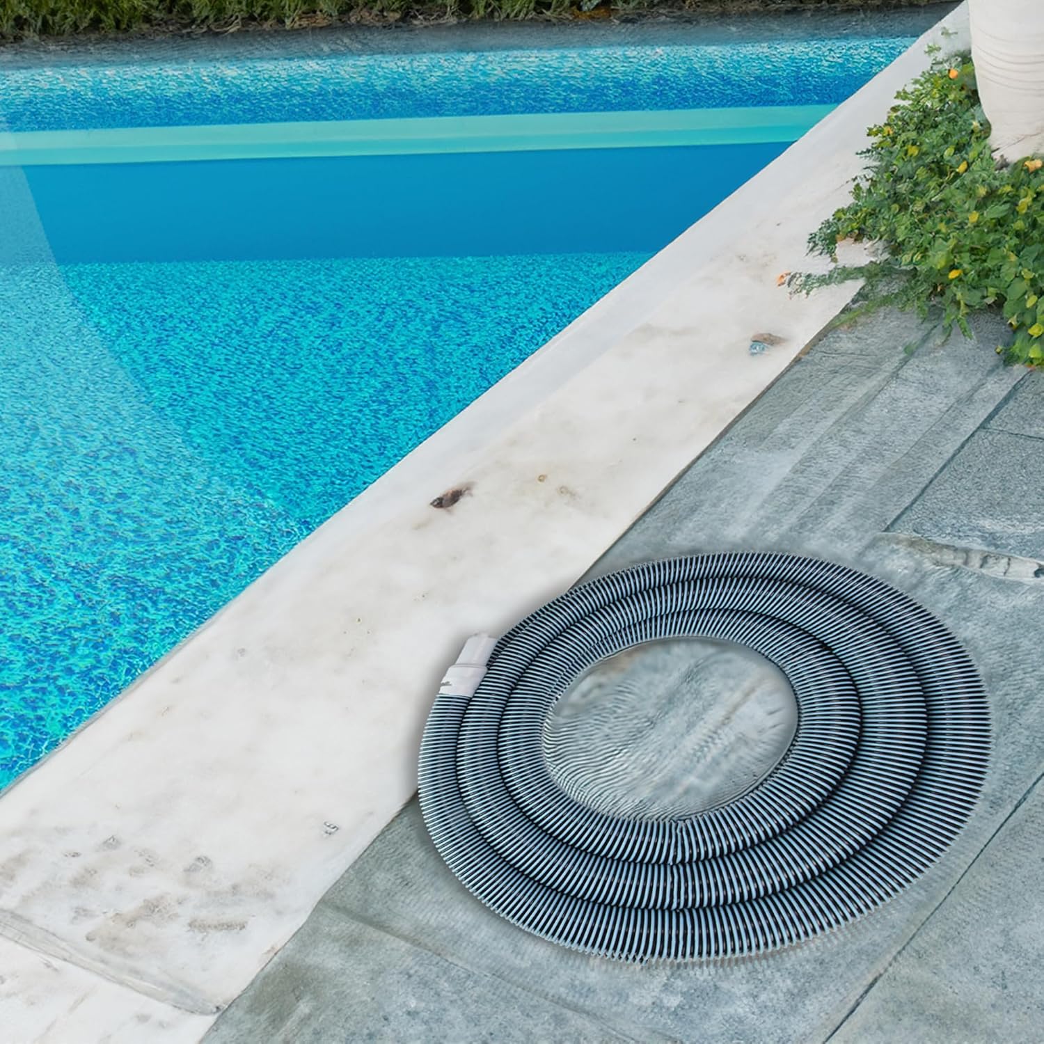 Spiral Wound Vacuum Swimming Pool Hose with Swivel Cuff - 18' x 1.25" - Blue