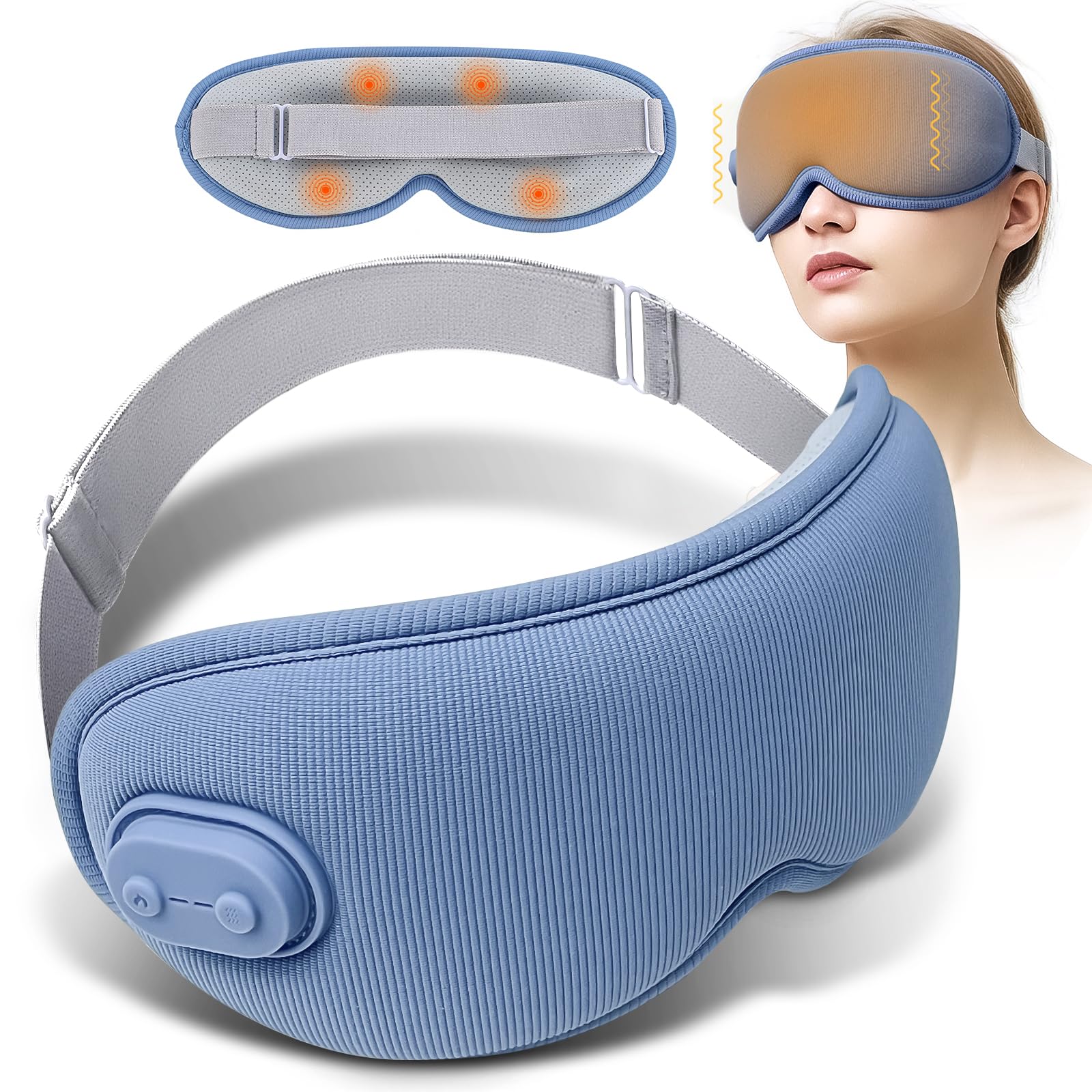 Beheizbare Augenmaske,Wärmebrille kabellos mit Vibration 3D lichtundurchlässig,Augenmaske wärmend mit 3 Wärmestufen Timer,zur Linderung von trockenen Augen Blepharitis Gerstenkorn für Damen&Herren