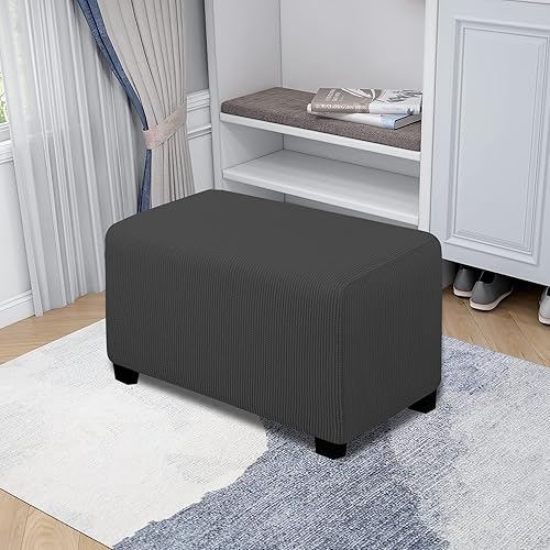 Miniatura 3 de Easy-Going Funda Elástica para Otomana Longitud 20-30 pulgadas Taburete de Almacenamiento Plegable Protector de Muebles Funda Rectangular Suave con