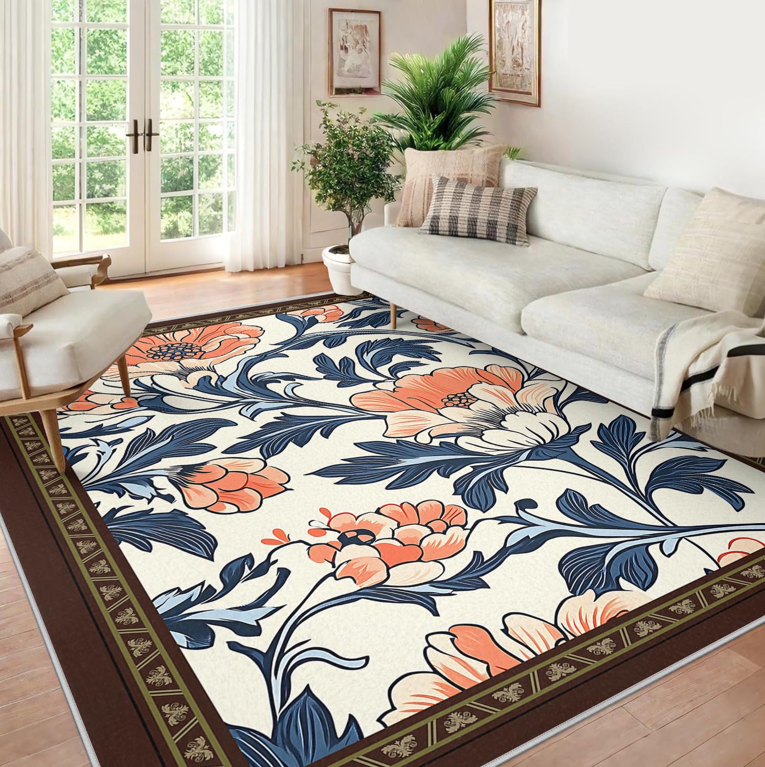 Tapis de salon 140x200 moderne lavable antidérapant résistant aux taches
