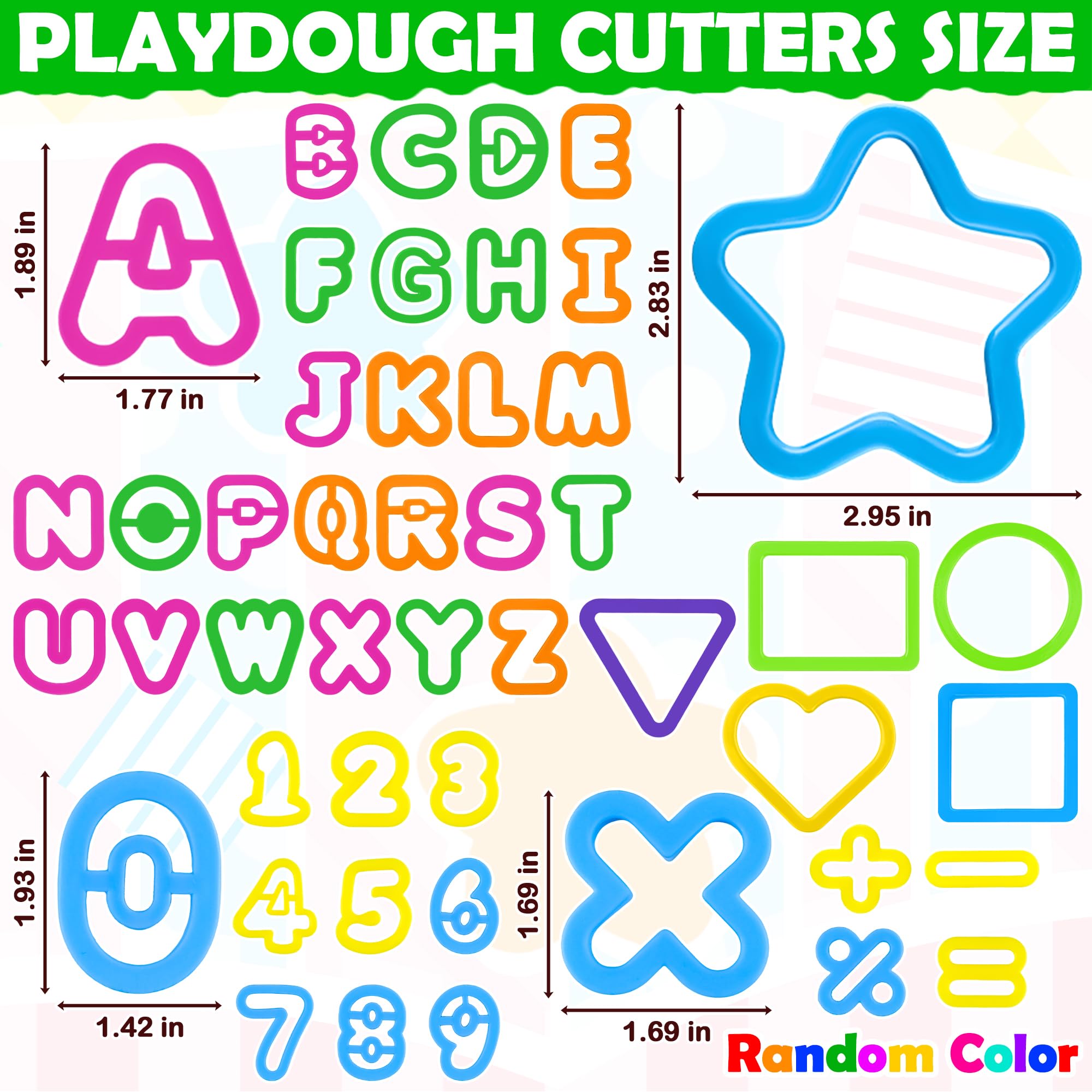Oun Nana Playdough Tools 47 PCS Playdough Accessories with Playdough Letters Alphabet Numbers Symbols Shapes Cutters, Preschool Playdough Learning Toys for Toddlers Kids Boys Girls - Image 2