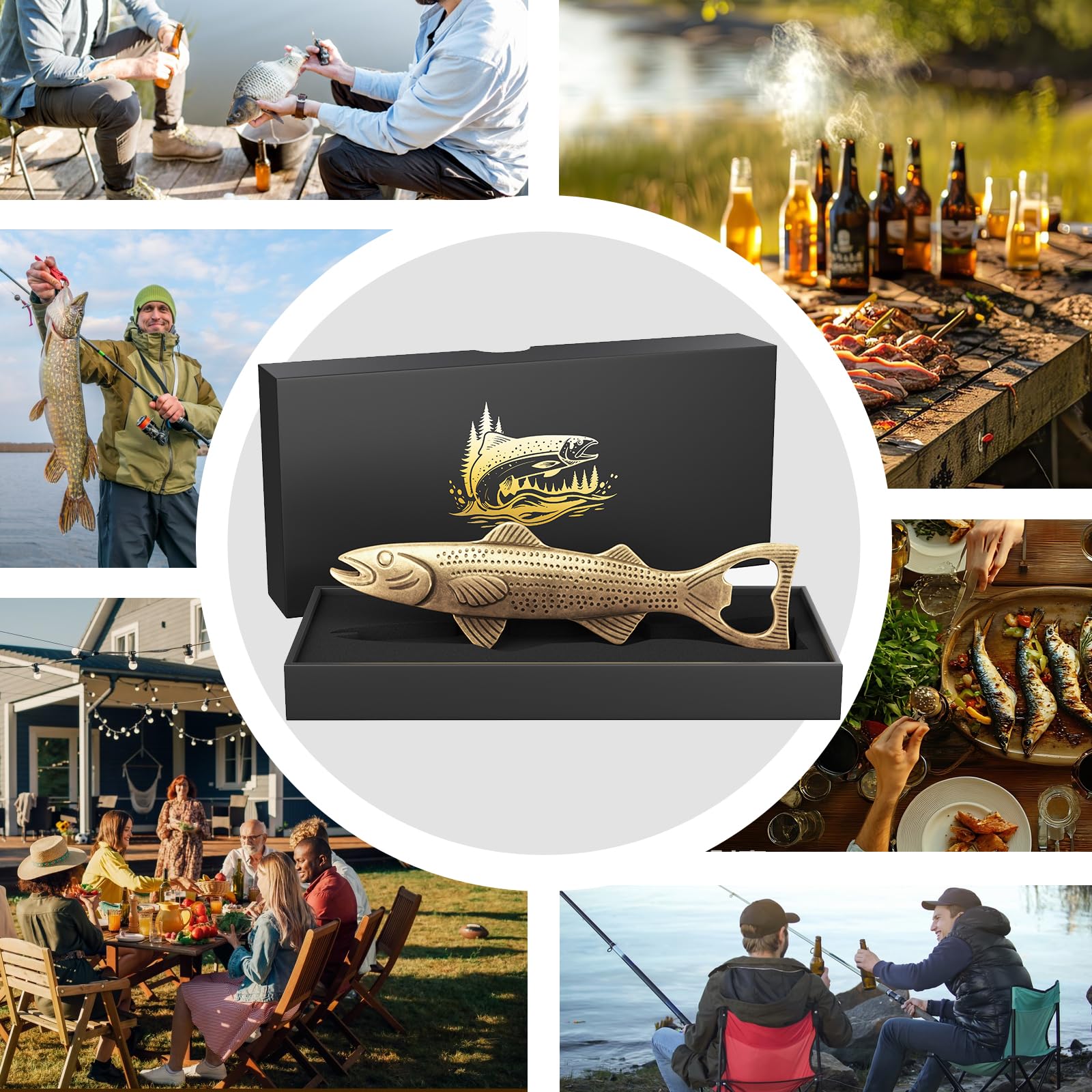 Unique Fish Beer Gifts for Men Vintage Bottle Opener, Fishing Fathers Day Gift Birthday Christmas Valentine Gift for Him Dad Husband Grandpa Boyfriend