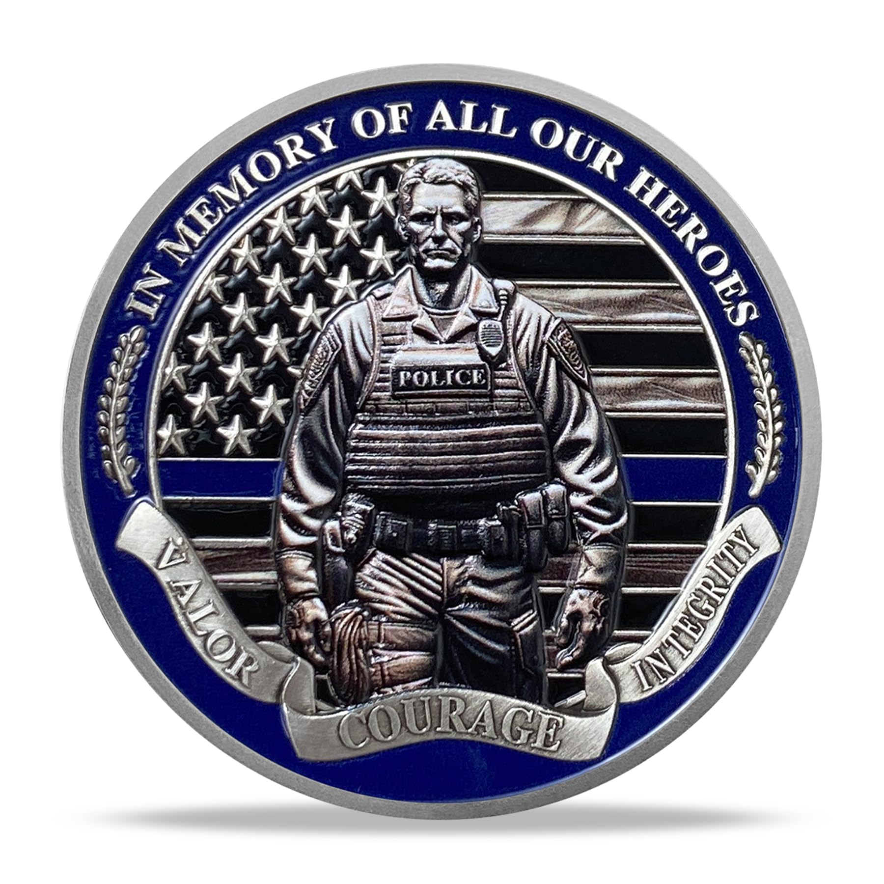 Heroic Police Memorial Coin | Law Enforcement Valor & Sacrifice Commemorative Medallion | Honoring The Fallen Token | Appreciation Gifts for Police