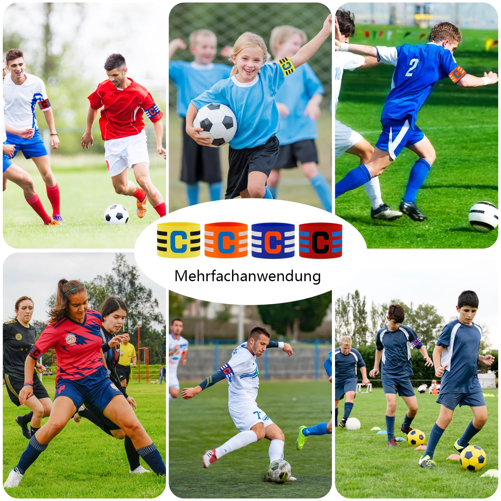 UNINGYI 4 sztuki bandaży kapitana dla dzieci, opaska kapitana, regulowana opaska kapitana, do piłki nożnej, dla dzieci, dorosłych, juniorów, wielu dyscyplin sportowych