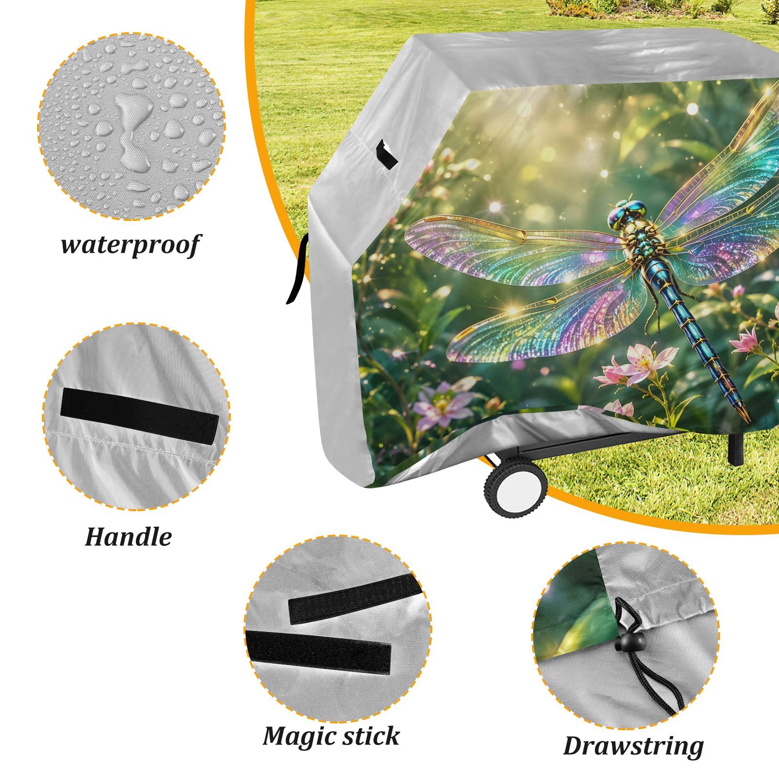 Copertura per barbecue da giardino a forma di libellula, impermeabile, resistente, per esterni