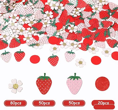 Miniatura 7 de Balterever Decoraciones de fiesta de margaritas de fresa, confeti de margaritas de fresa para cumpleaños, baby shower, mesa de fiesta temática de