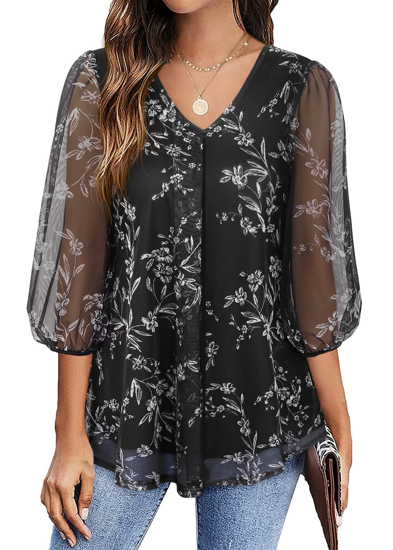 SeSe CodeWomen's V-Neck Long Sleeve Solid Color Slim Fit Casual Blouse Tops(FBA)