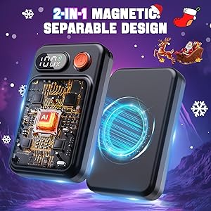 Hand Warmers Rechargeable 2 Pack - Electric Rechargeable Magnetic Hand Warmer with LED Display, 4 Heat Levels, Lanyards, USB, Gift for Men Women Kid, for Golf/Skiing/Camping/Hunting Essentials