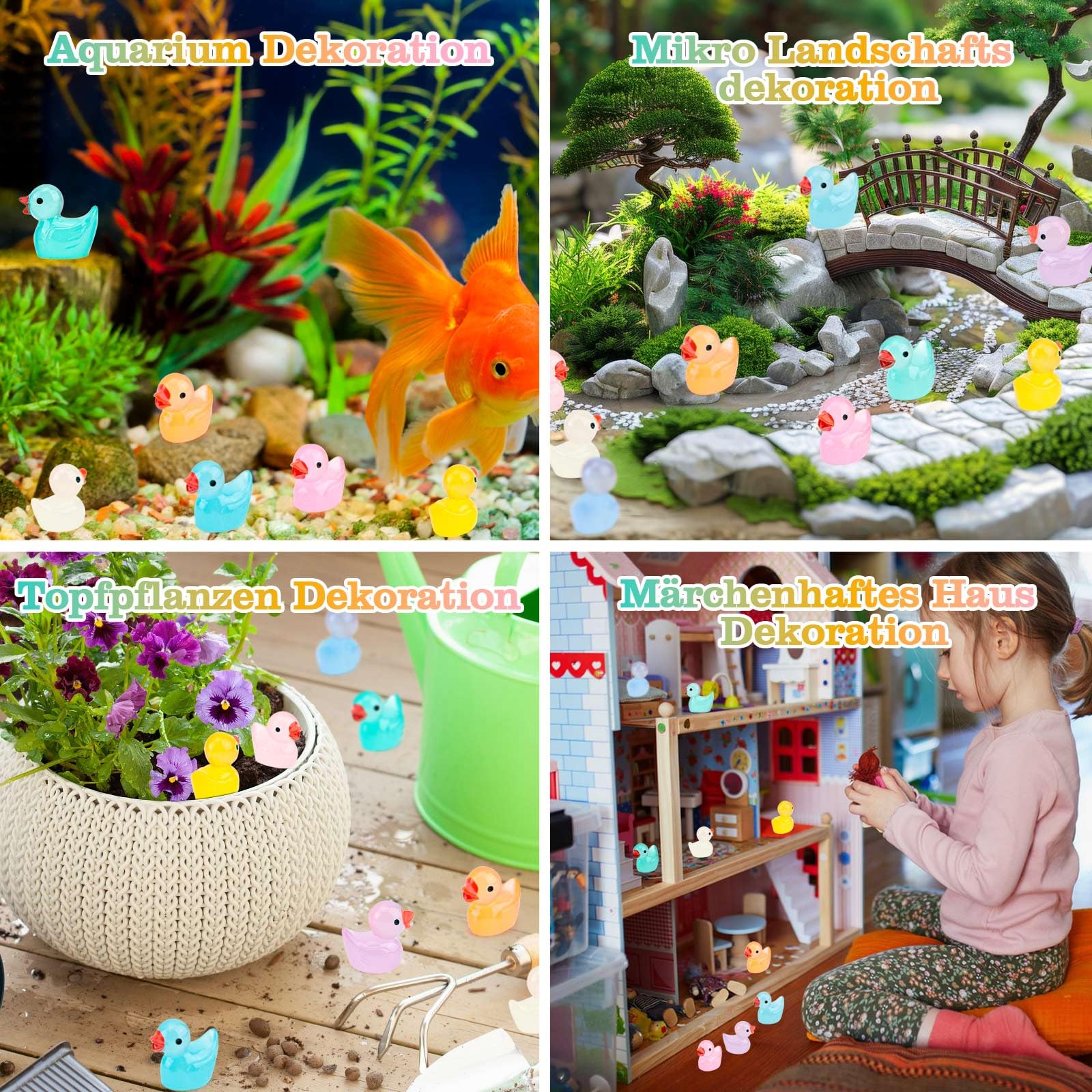 100 Mini Anatrelle Luminose In Resina, 10 Colori, 18mm – Per Acquari, Giardini Delle Fate E Decorazioni