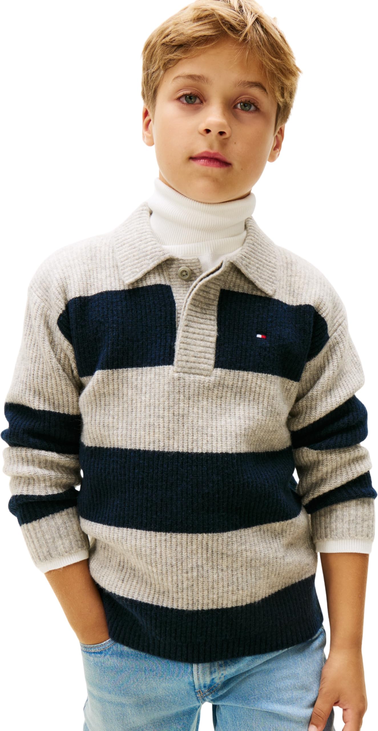Pull rugby Tommy Hilfiger garçon pull hiver chaud Kb0kb10074 - 6