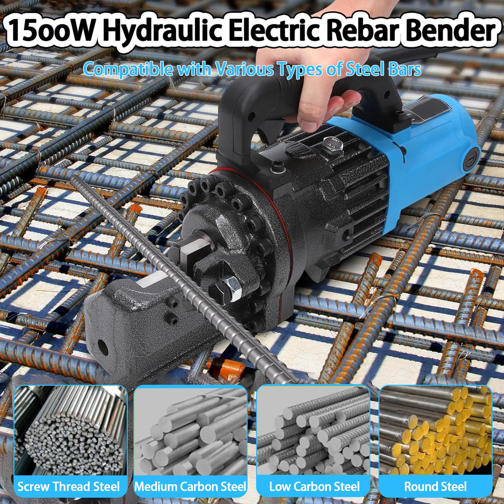 Cortadora De Varillas De Refuerzo HidráUlica EléCtrica PortáTil De 1300 W, hasta 4 A 25 Mm En 2,5 Segundos, Acero De Alta Potencia,para Varillas Corrugadas RC-22