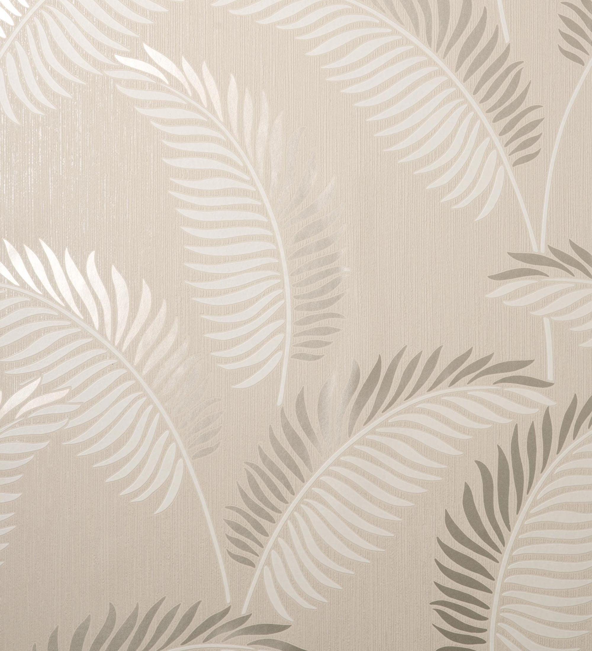 GAULAN 681287 - Papel pintado vinílico lavable tropical de hojas en relieve y detalles metalizados para pared salón cocina baño pasillo comedor - Rollo de 10 m x 0,53 m