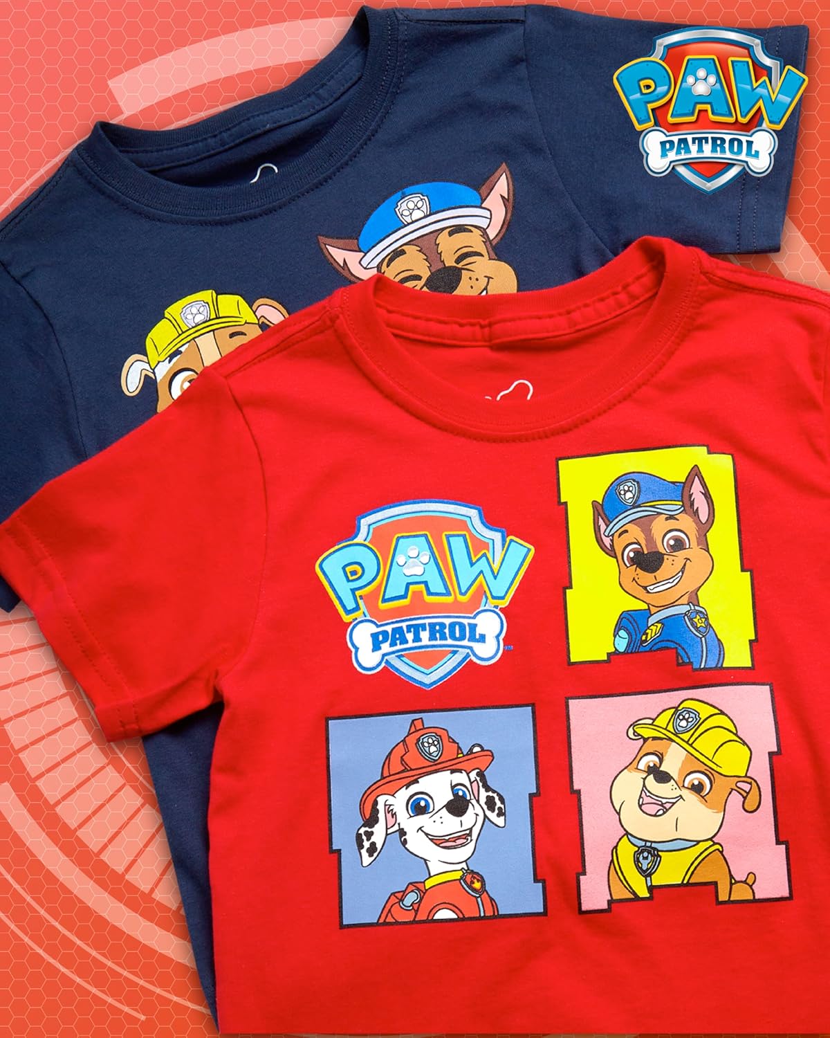 Nickelodeon Toddler Boys Graphic Tees - 2 Pack Paw Patrol Chase Marshall Short Sleeve Graphic T Shirts for Boys (Sizes: 2T-7) - Image 2