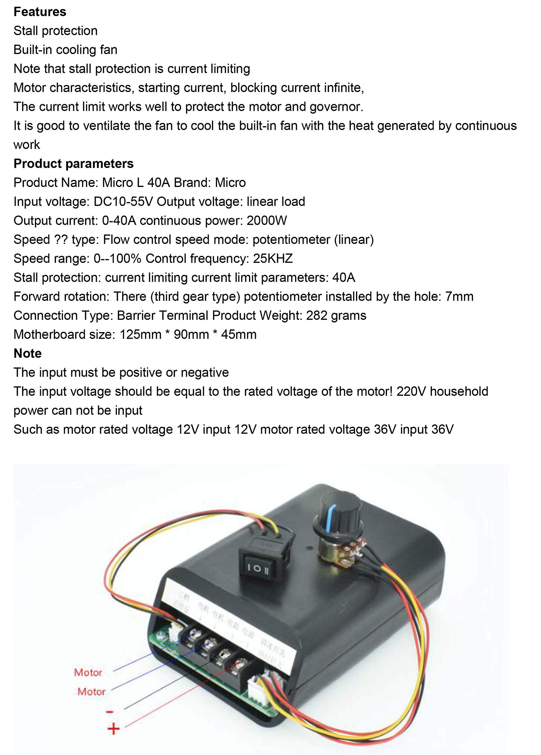 Regulador de velocidad del motor PWM CC máx. 60 A CW CCW, pantalla digital 0 ~ 100 % 10 V ~ 55 V, control de dirección del motor hacia adelante y hacia atrás
