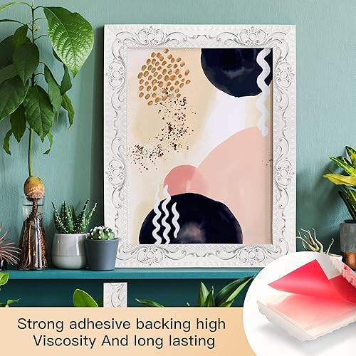 Miniatura 2 de Fubeasi Marco de puerta autoadhesivo de PVC de 164ft con bordes de papel para pared impermeable para decoración del hogar blanco  plateado