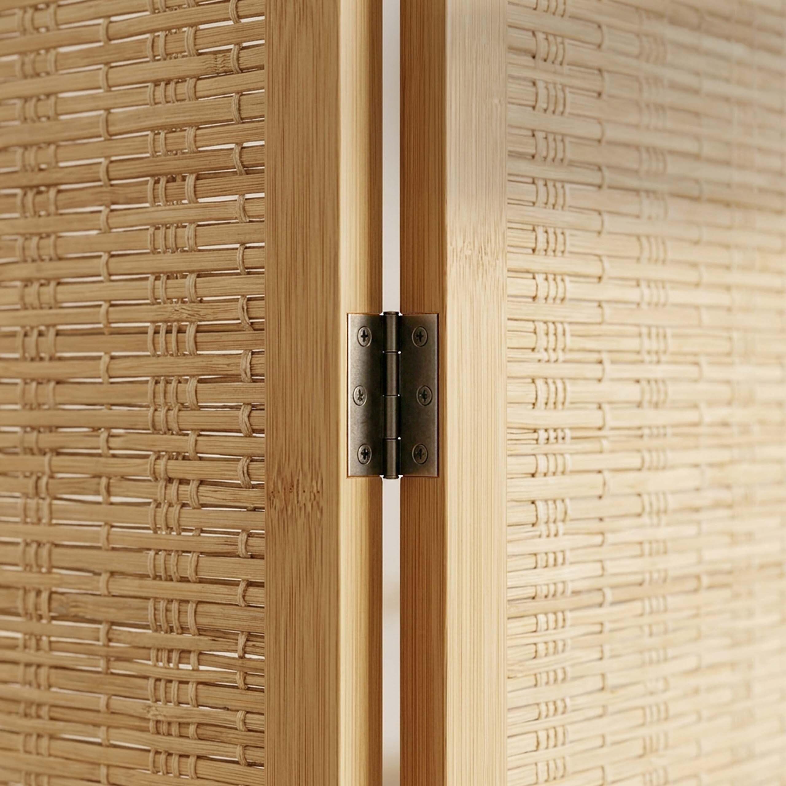 Biombo Relaxdays, 4 Paneles, Color Natural | Separador de ambientes plegable (alto x ancho): 170 x 160 cm, bambú, salón