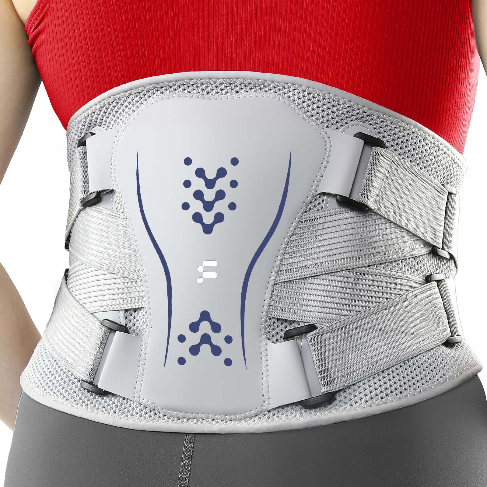 Fitomo Faja Lumbar Hombre y Mujer, Cinturón Lumbar 3D Transpirable de Malla – Alivia el Dolor de Espalda, Soporte Ancho y Resistente para Sedestación Prolongada, Conducir, Gimnasio y Ciática