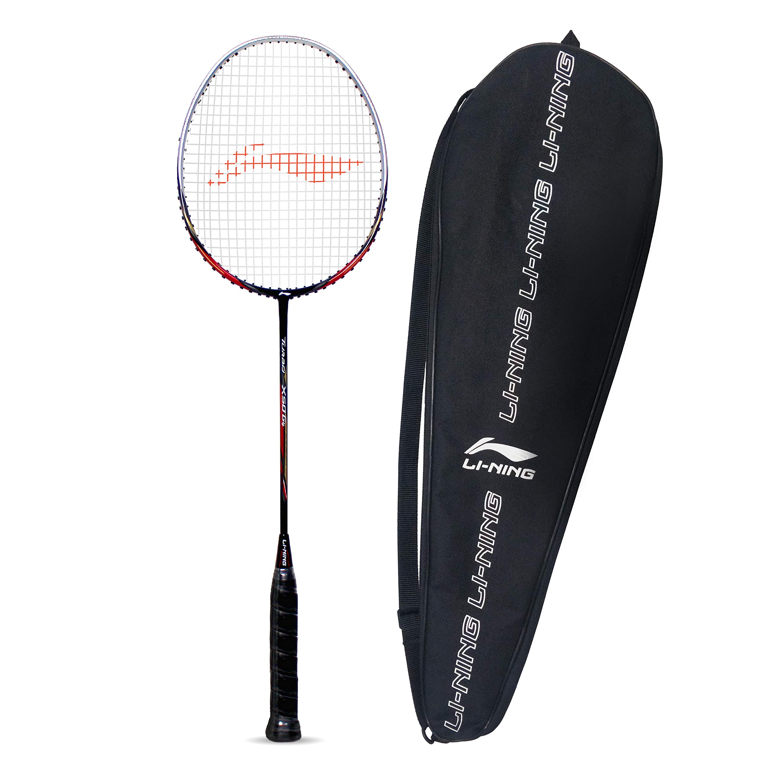 LI-NINGTurbo X 50 G4 Strung Carbon-Graphite Badminton Racquet (Black/Silver, S1, 85-87 Grams, 28-30 lbs,Pack of 1)