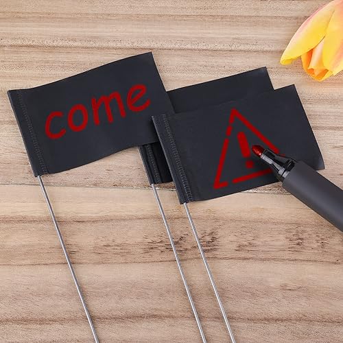 Miniatura 3 de AIEX 42 banderas de marcado de 2 x 3 pulgadas, banderas de riego para aspersores de césped con poste de acero de 13.8 pulgadas, bandera de estacas