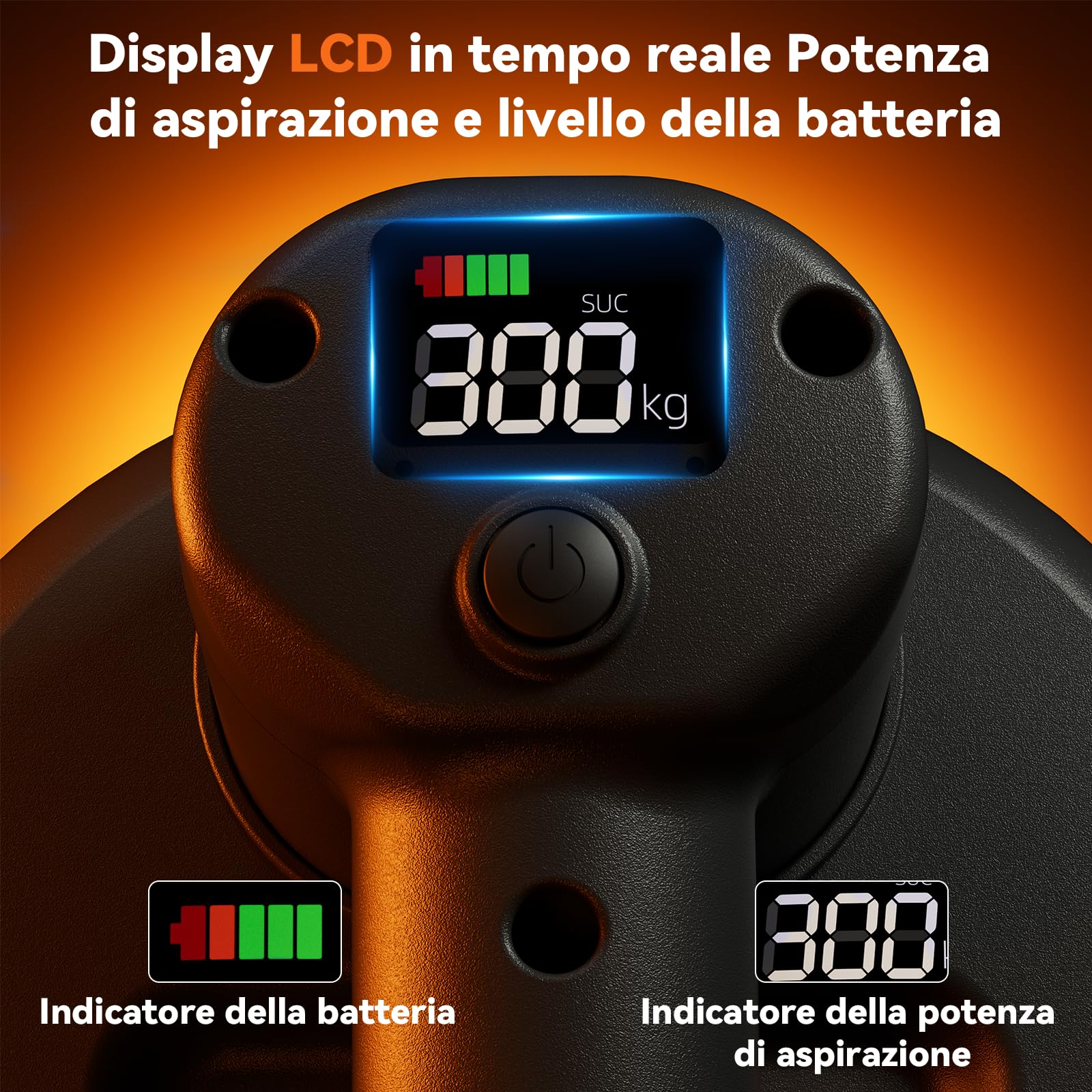 Ventosa elettrica per piastrelle, 24 cm, con batteria da 4000 mAh, display LCD, ventose per vetro, lastre della terrazza, piastrelle, pannelli di legno, marmo e mobili (confezione da 2)