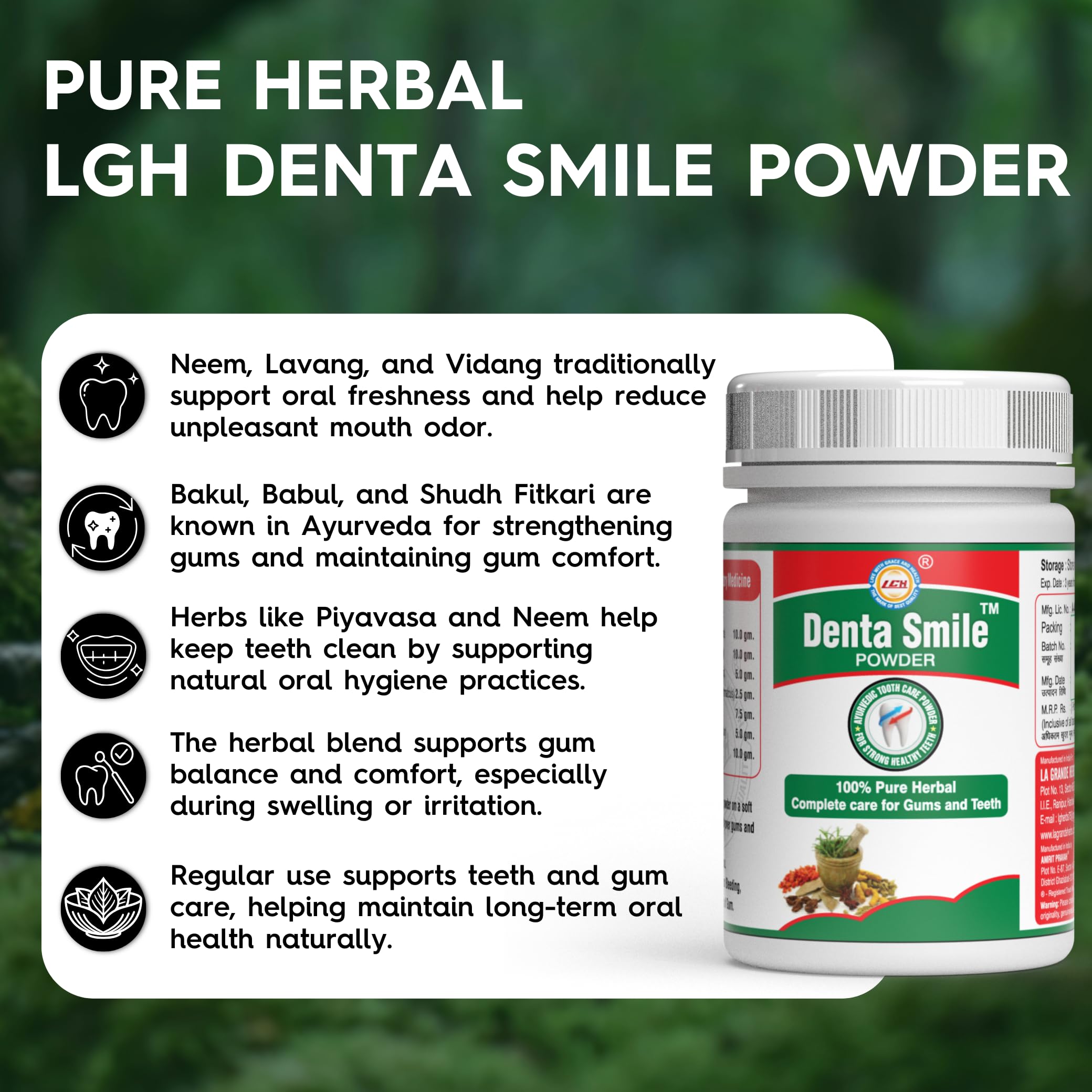 Buy LGH Denta Smile Powder, Ayurvedic Tooth Powder for Oral Care