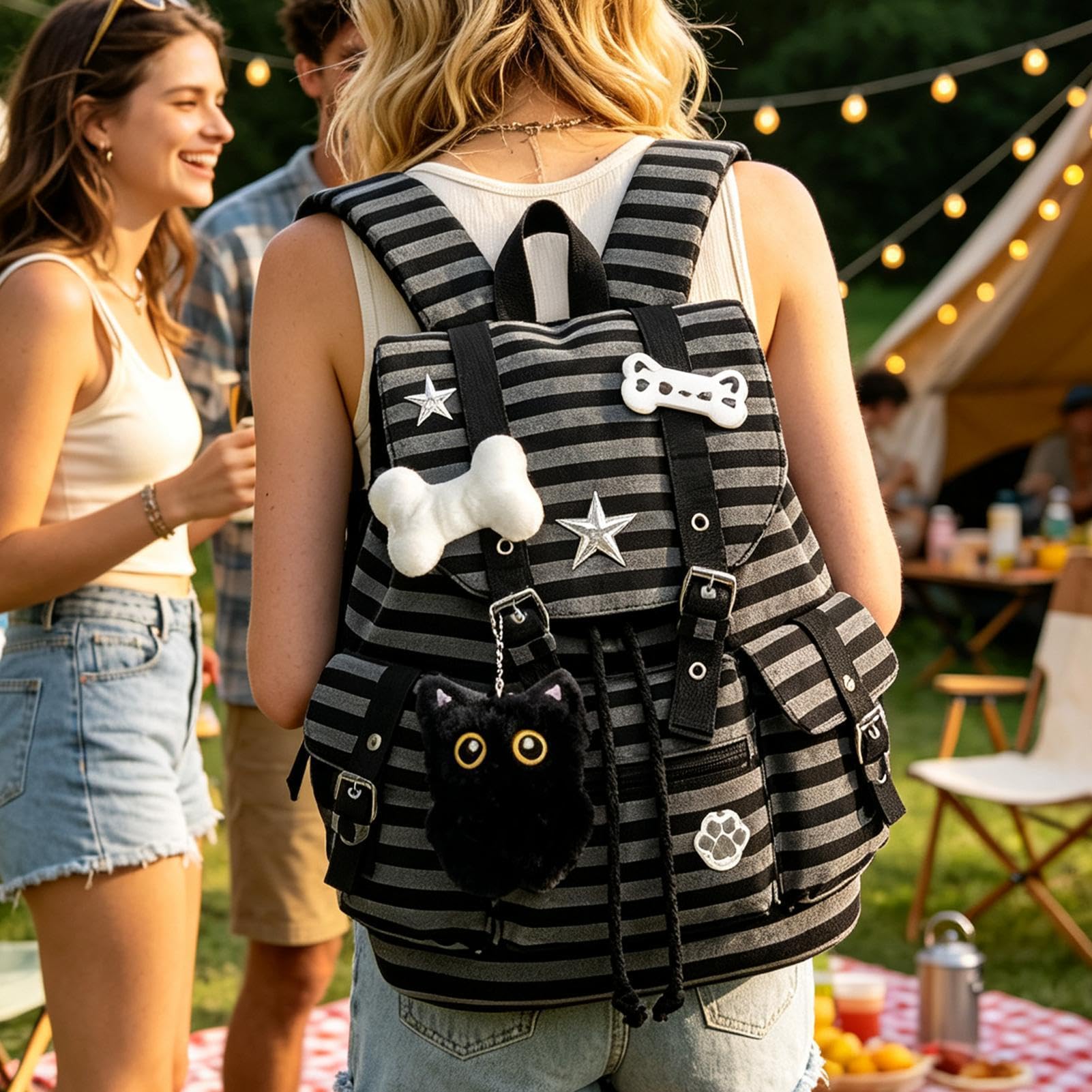 Zaino per Ragazze Fibbia magnetica a stella con charm gatto e spazio