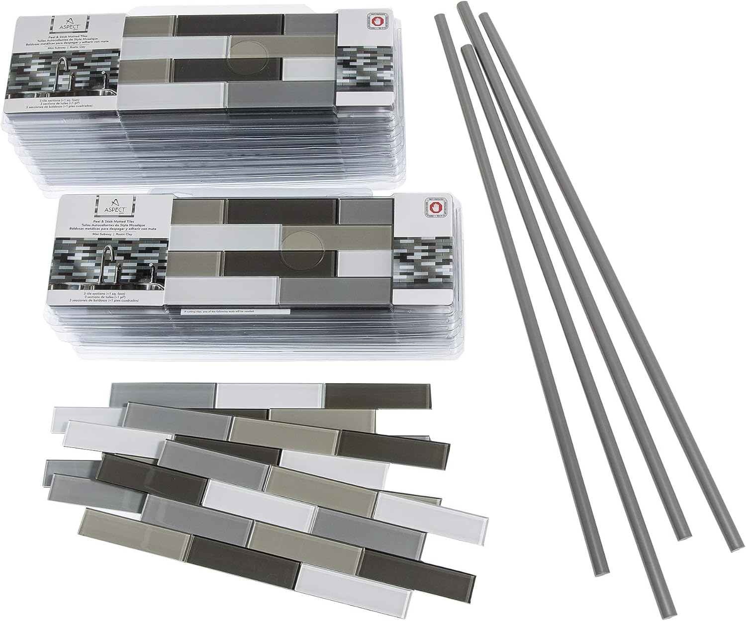Black Friday - 50% OFF Aspect Peel and Stick Matted Glass Backsplash Kit in Frost for Kitchen and Bathrooms (15 sq ft Kit)