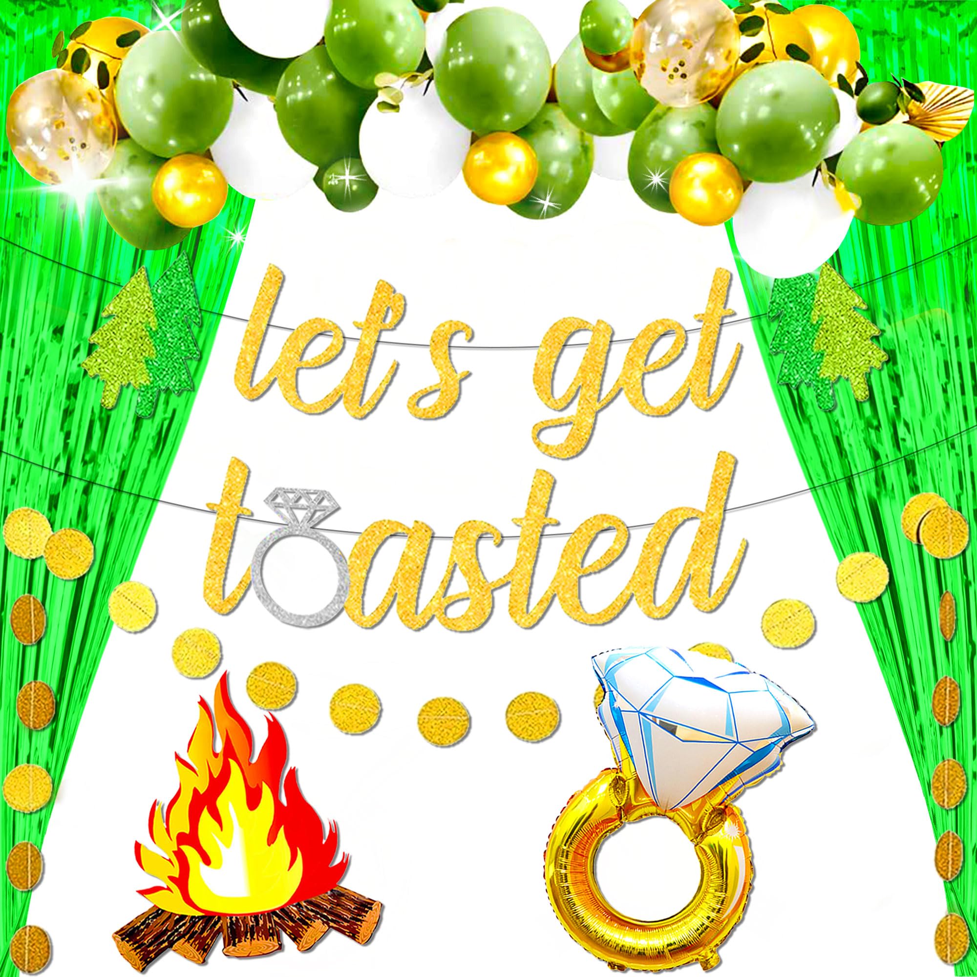 Camp Bachelorette Decorations Lets Get Toasted Bachelorette Last Trail Before The Veil Bachelorette Decorations Balloons Sign Banner for Camping