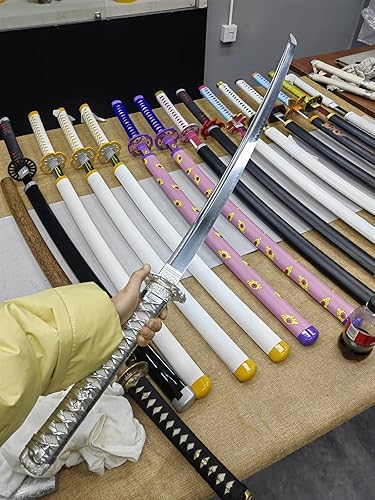 Miniatura 7 de Espada Katana hecha a mano, espada samurái japonesa de acero al carbono 1060acero doblado de Damascoacero T10 acero al carbono arcilla templada,