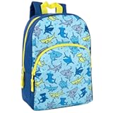 15 Inch Kids Backpacks for Preschool, Kindergarten, Elementary School Boys and Girls with Padded Straps (Smiling Sharks)