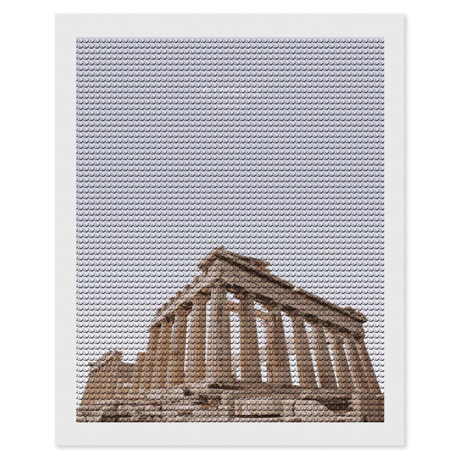 Junmoney Athens Acropolis Artwork Diamond Art Canvas 16"x20", for Teens, Nice Detail and Sparkle, Farmhouse Decor, Festive Craft Gift, Easy to Enjoy