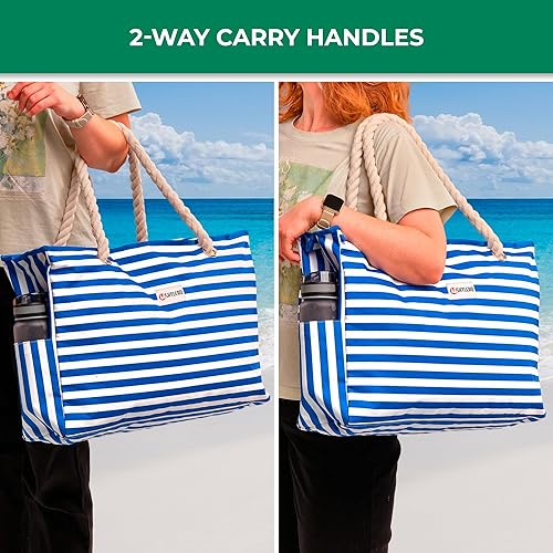 Miniatura 7 de Bolsa de playa y piscina SHYLERO. Tiene bolsa hermética, un montón de bolsillos. La bolsa tote para la playa tiene cremallera, es resistente al