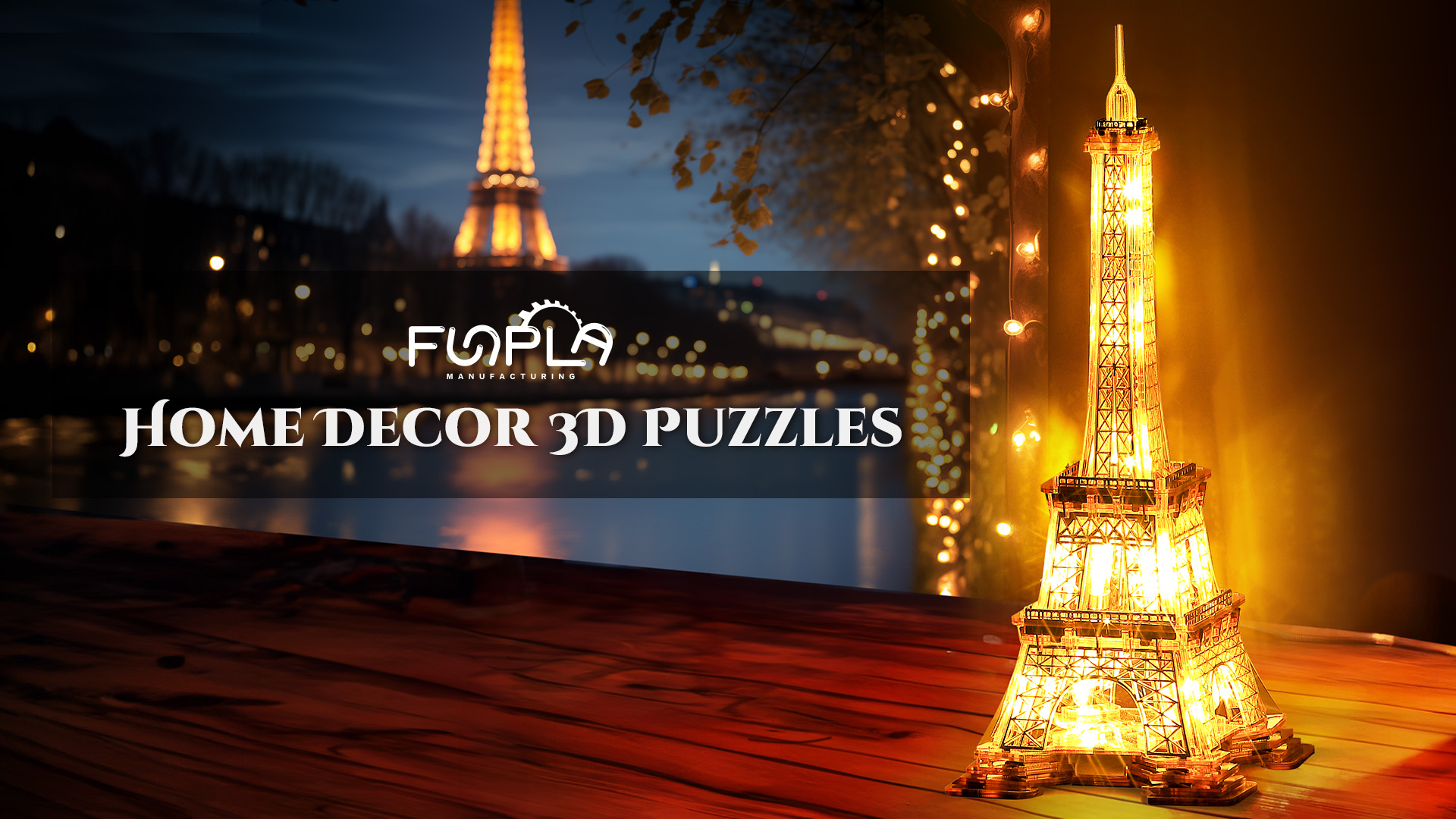 Puzzle 3D Tour Eiffel LED FUNPOLA - Maquette à Construire 165 Pièces - Lampe Nuit Paris