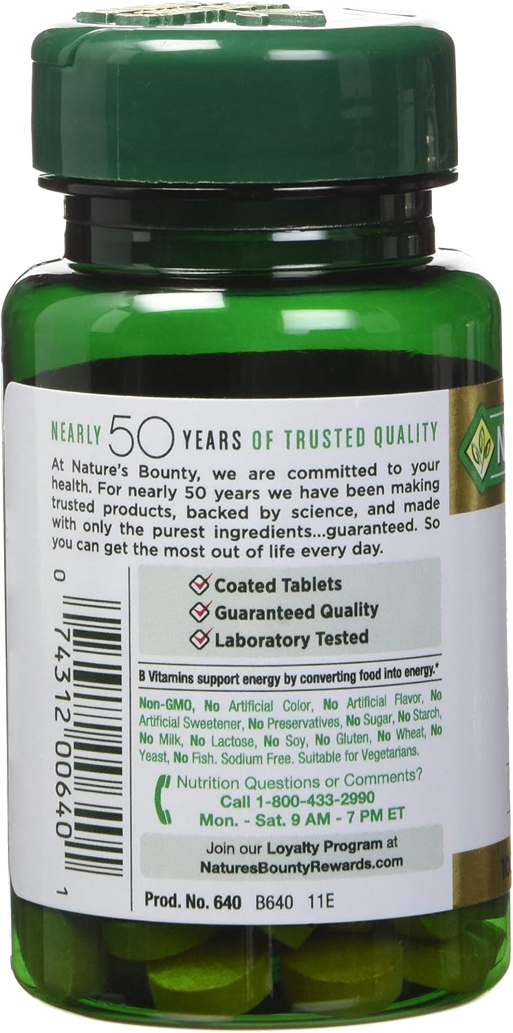 Nature's Bounty Vitamin B-2 100 mg, 100 Coated Tablets (Pack of 4)