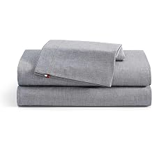 Tommy Hilfiger - Full Sheet Set, Cotton Chambray Bedding with Matching Pillowcase, Lightweight Weave, Subtle Textured Bed Sheets Navy