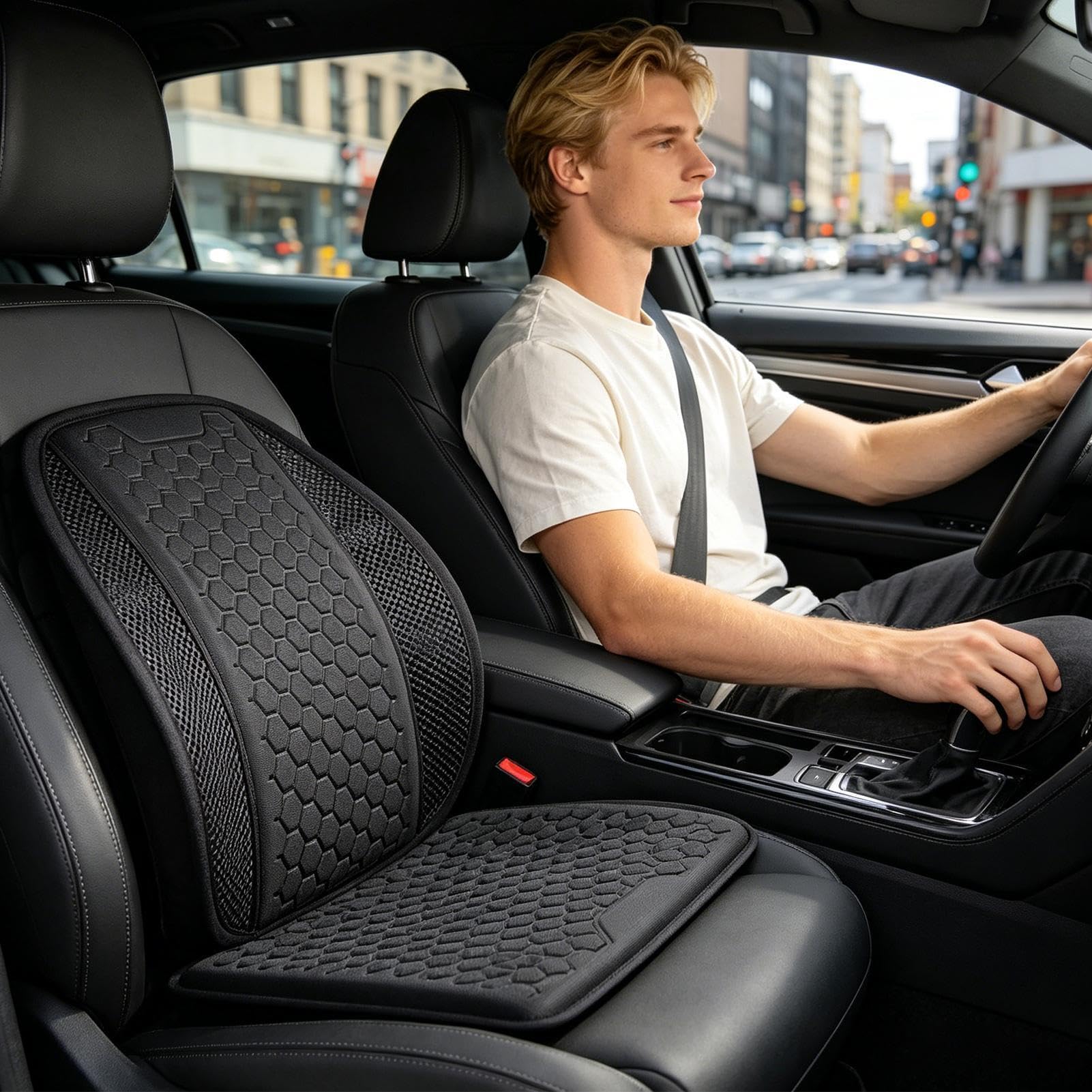 Generico Cuscino Rinfrescante Sedile Auto Cuscino Lombare Per Veicolo | Supporto Lombare Rinfrescante Auto Guidatori, Viaggi Su Strada, Campeggio, Guida Urbana, Tragitto Quotidiano, Berline, SUV,