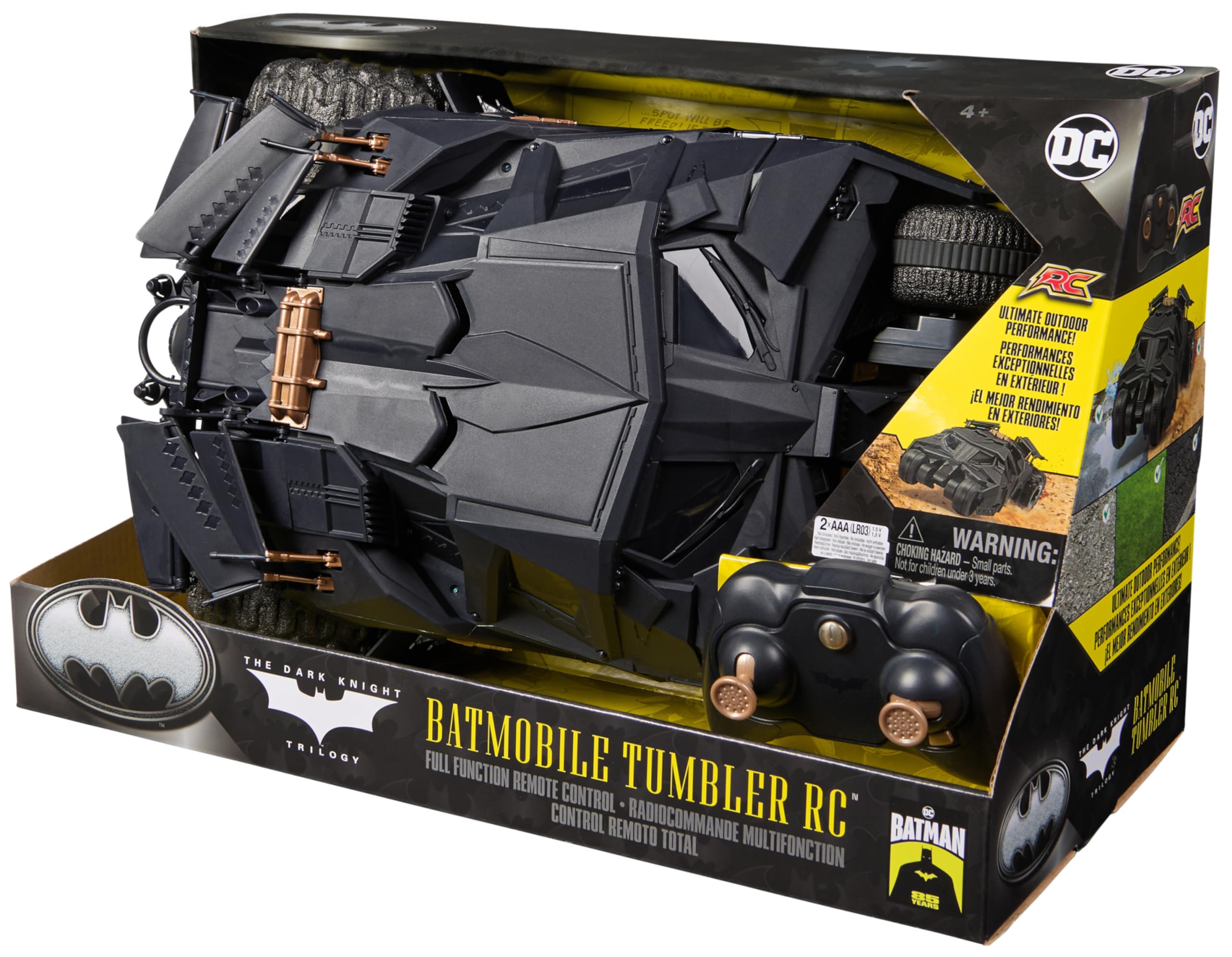 DC COMICS - BATMAN - Batmobile Tumbler RC oficial - Coche Radiocontrol escala 1:15 edición especial Dark Knight Trilogy 85 aniversario - Juguetes Niños 4 Años + - Regalo Niño 4 años +