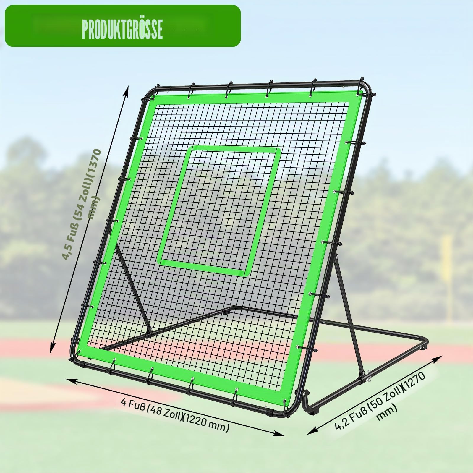 Insaga Baseball Rebounder 137x122 cm, 10 Winkel, schweres Rückprallnetz für Baseball/Softball-Training: Bodenbälle, Line Drives, Flugbälle (Einzelspieler)