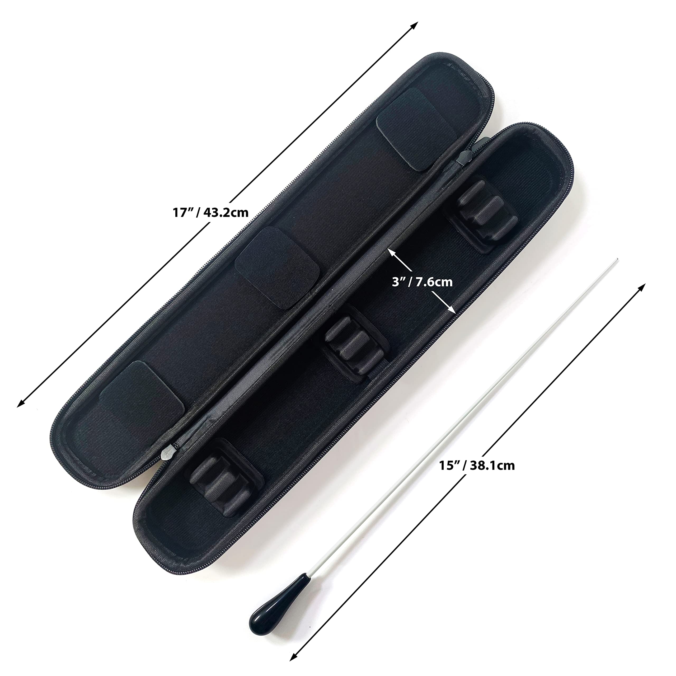 Custodia per direttore d'orchestra, con inserti regolabili e cuscinetti per coperchio, include clip per segnalibro in metallo e matita