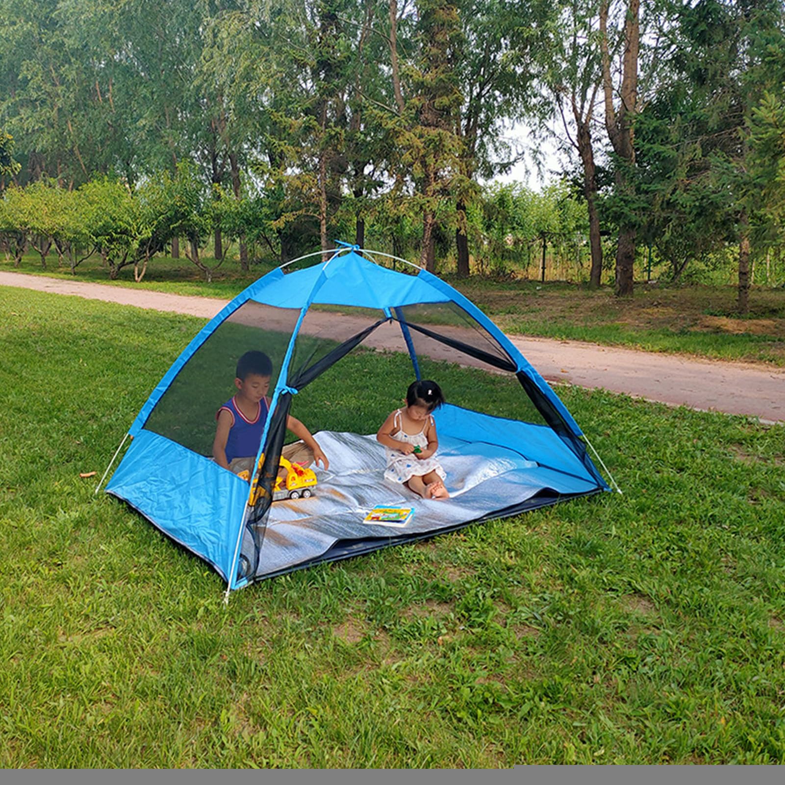 Abri Solaire Tente Pop-up de Plage avec Canopée Solaire | Protection UV Pare-Imperméable Auvent pour 3 à 4 Personnes Loisirs Familiaux Camping Jardin Terrasse Pêche Pique-nique