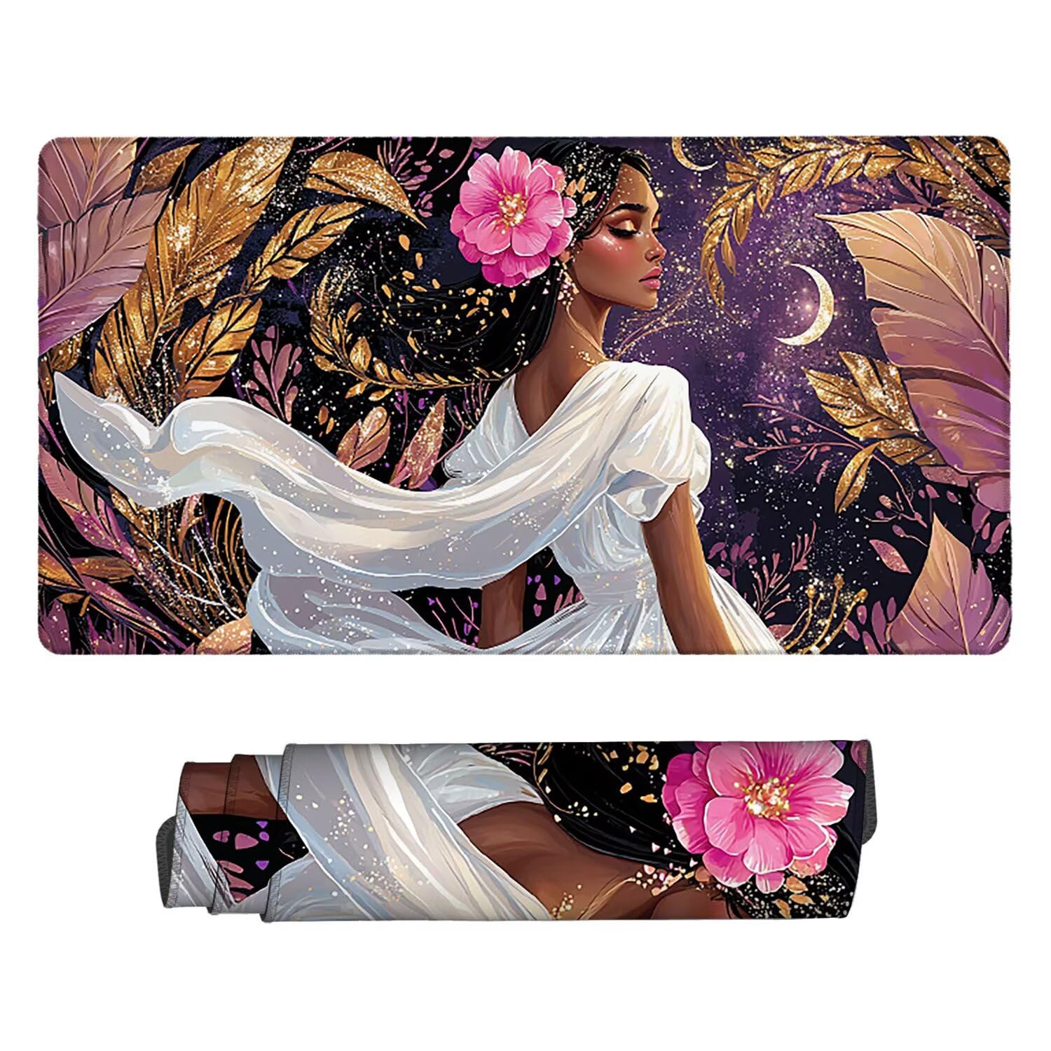 Tappetino per Mouse Gaming XXL 1600 x 800 mm – Ufficio Mousepad Grande – Migliora la Velocità e la Precisione – Tenuta Stabile – Lavabile – Sottomano per Ufficio Accessori Scrivania (Donna Fiori) G662
