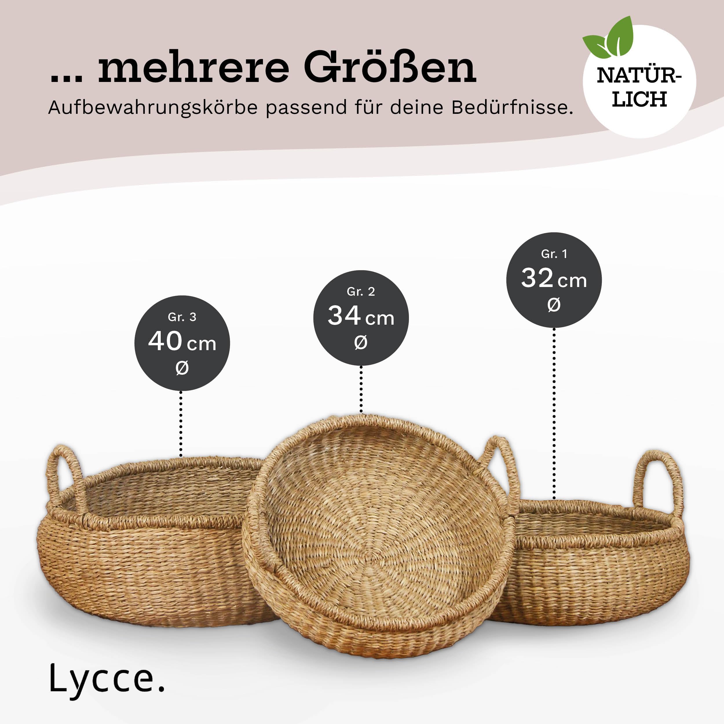 Lycce Aufbewahrungskorb Natur, Korb geflochten aus Seegras | 3er Set