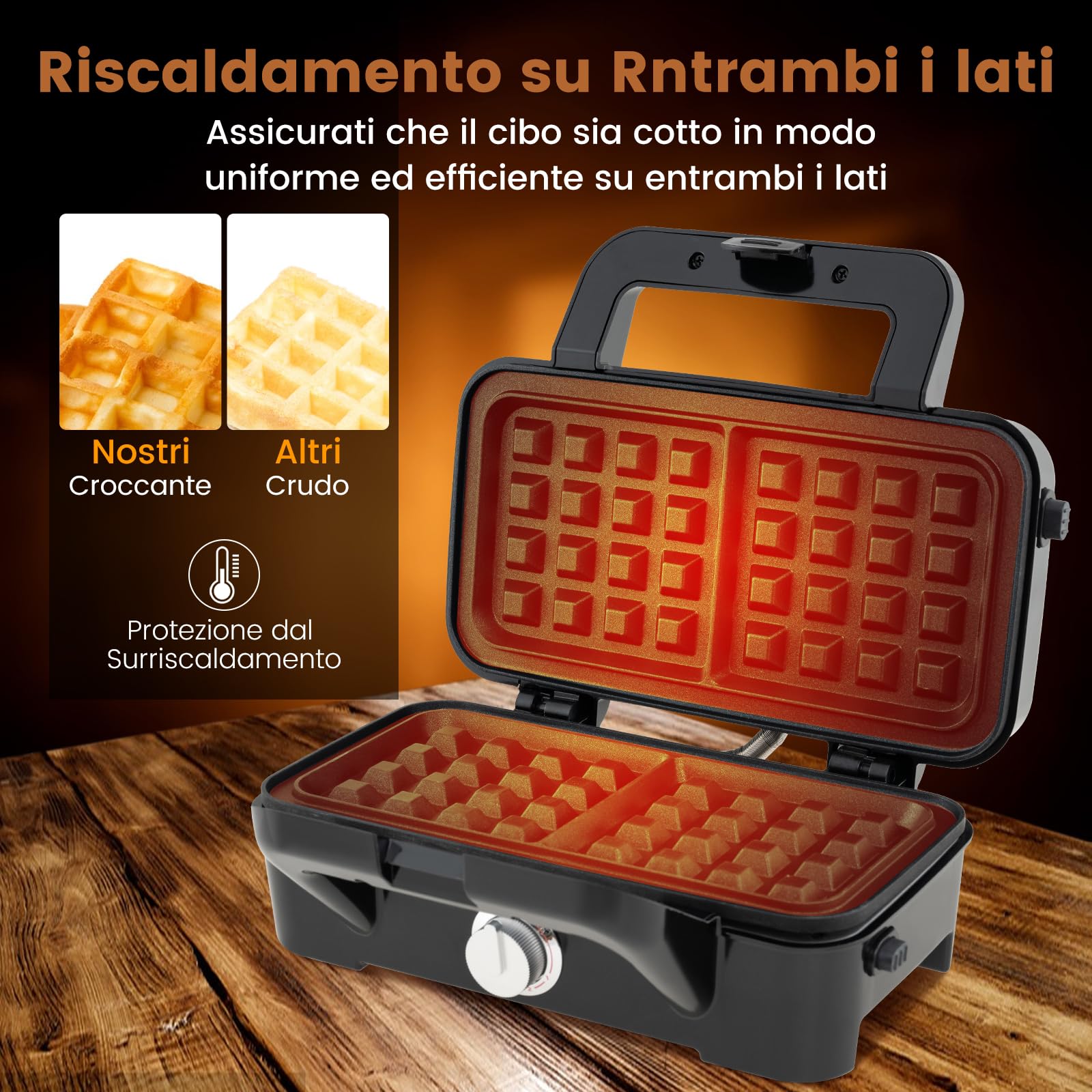 COSTWAY 3 in 1 Tostapane Piastra, Griglia Elettrica Rimovibile 1200W, con Spie Indicatrici e Manico Cool Touch, Riscaldamento Bifacciale con 5 Livelli di Temperatura, Piastra Antiaderente, 29x31 cm