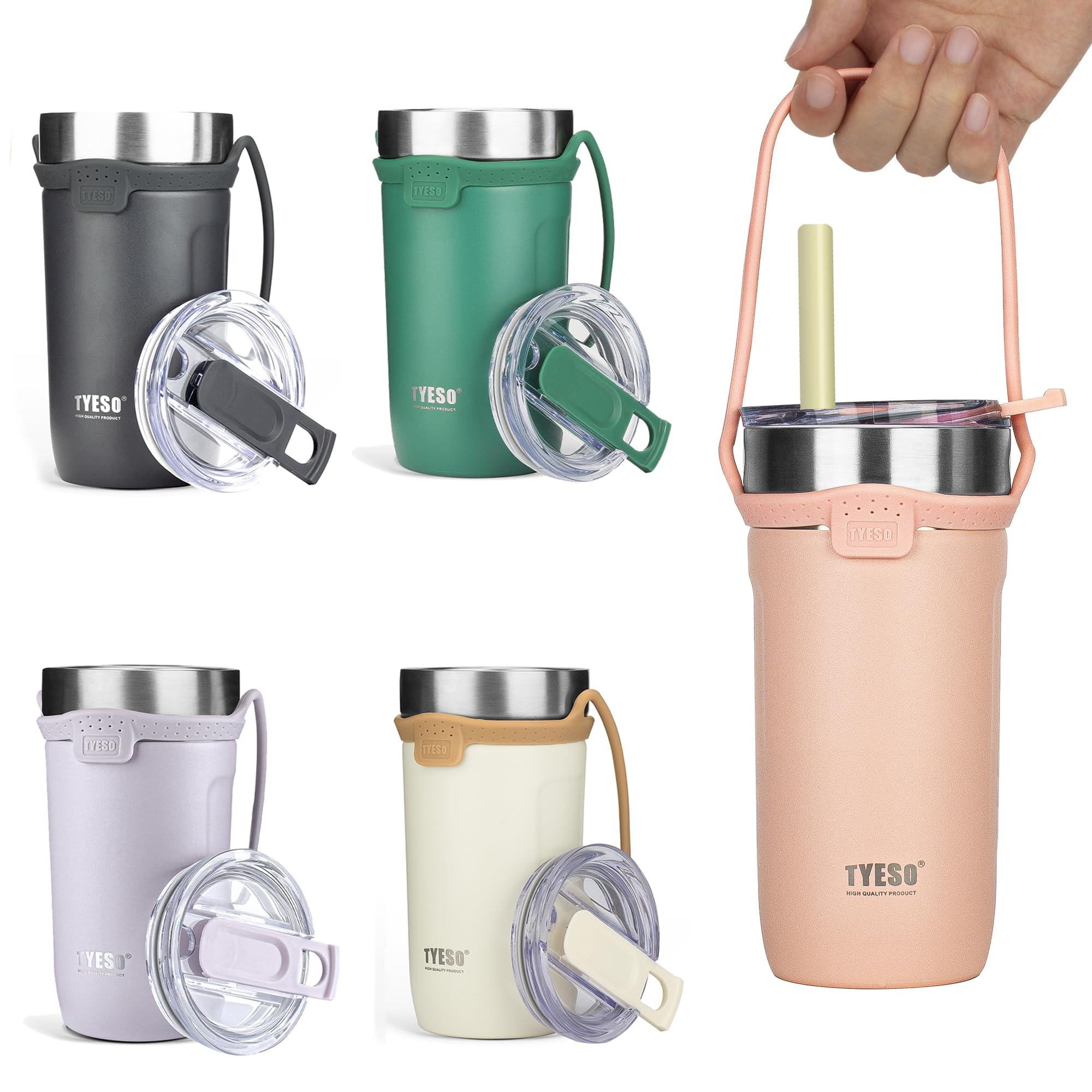 Amazon | TYESO タンブラー 550ml 大容量 ストロー付き